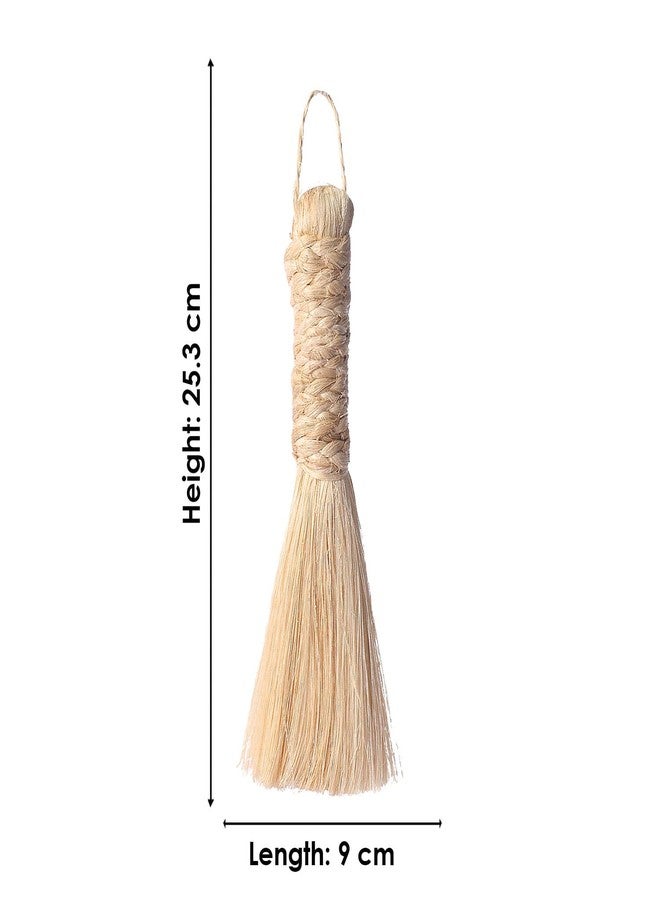SATVIK 1 Pc - 10 Inch - Big l Om Shanthi Banana Fiber Puja Broom/Jhadu | Handcrafted Cleaning Broom for Puja Room & Home Temple - Image 3